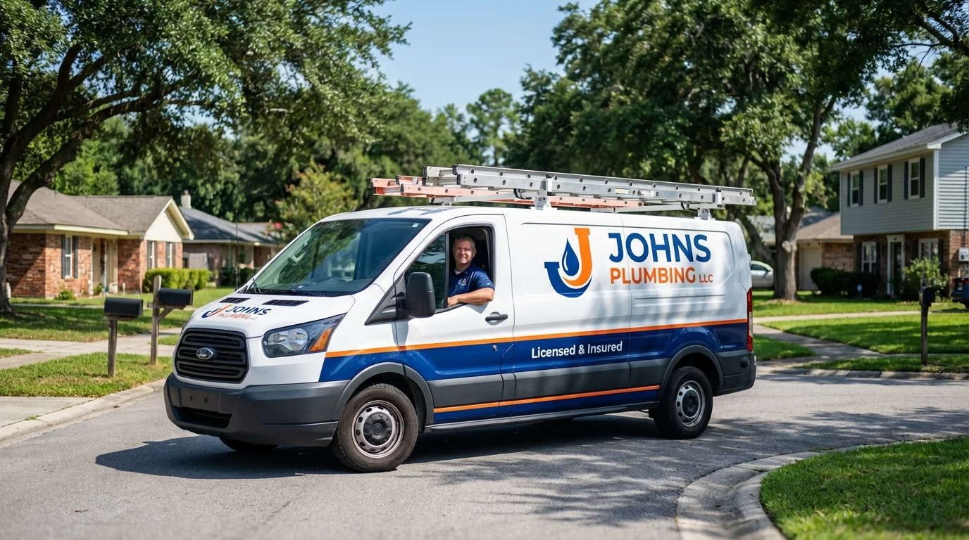 Johns Plumbing LLC service van in Little Falls, MN