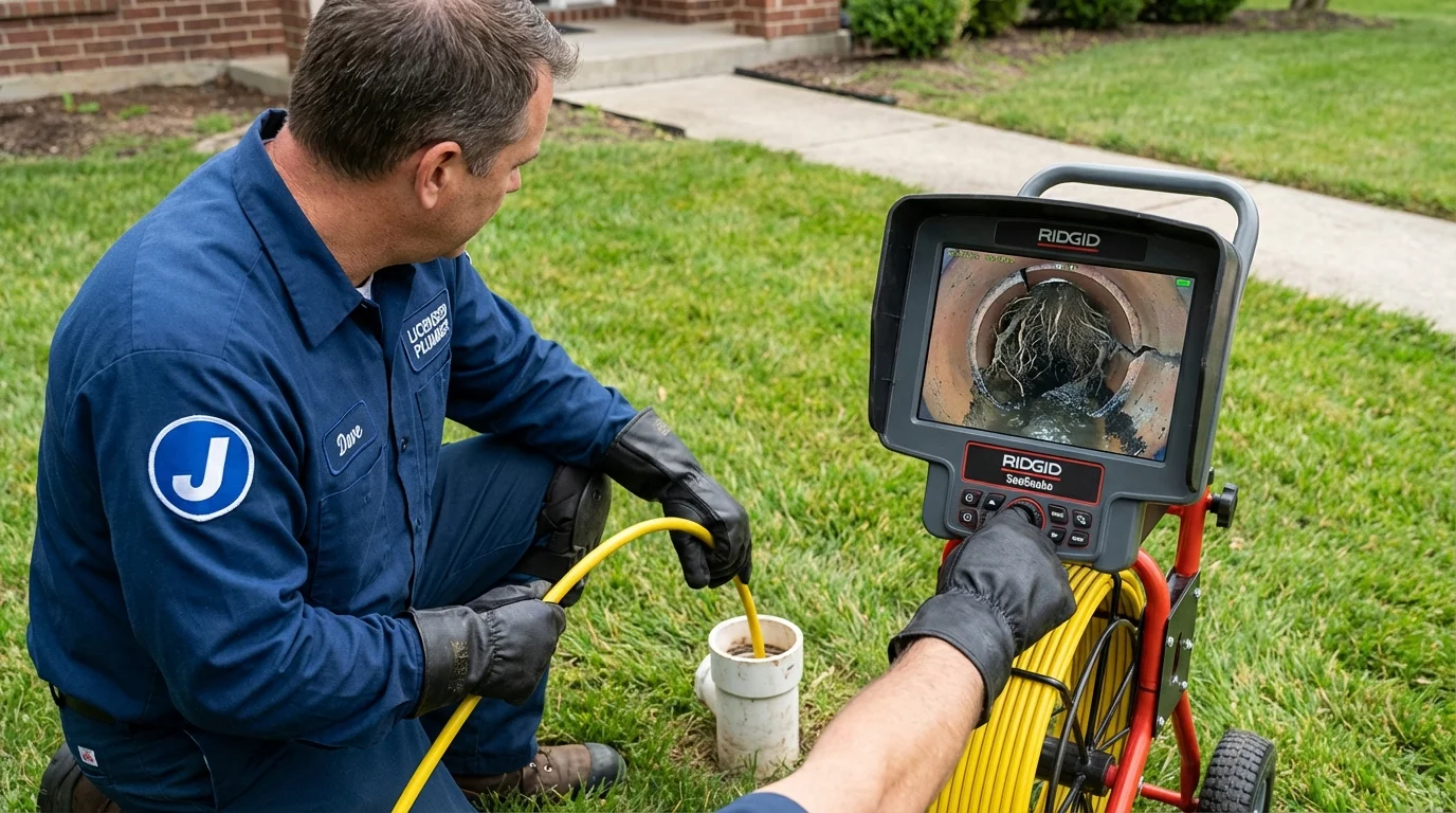 Sewer camera inspection being performed by Johns Plumbing LLC in Little Falls